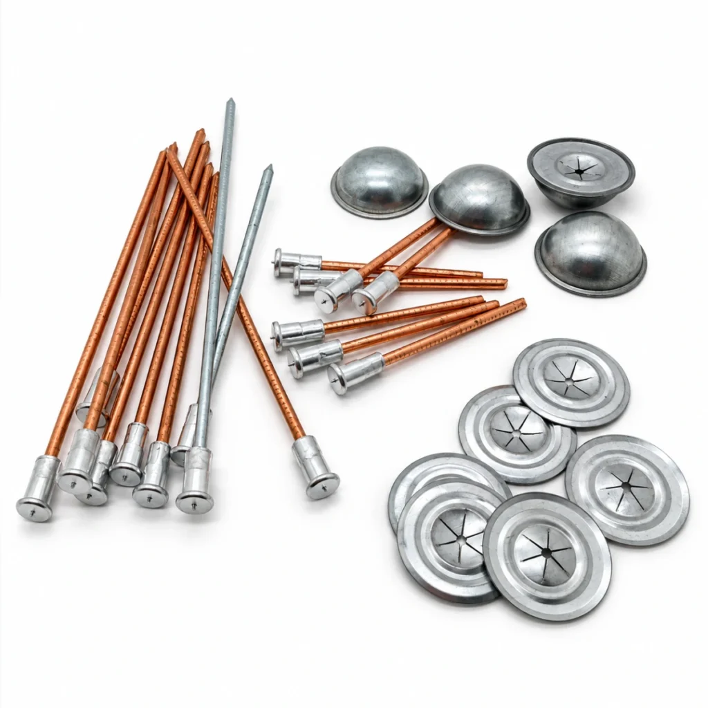Bimetallic Pins — With washers and dome caps