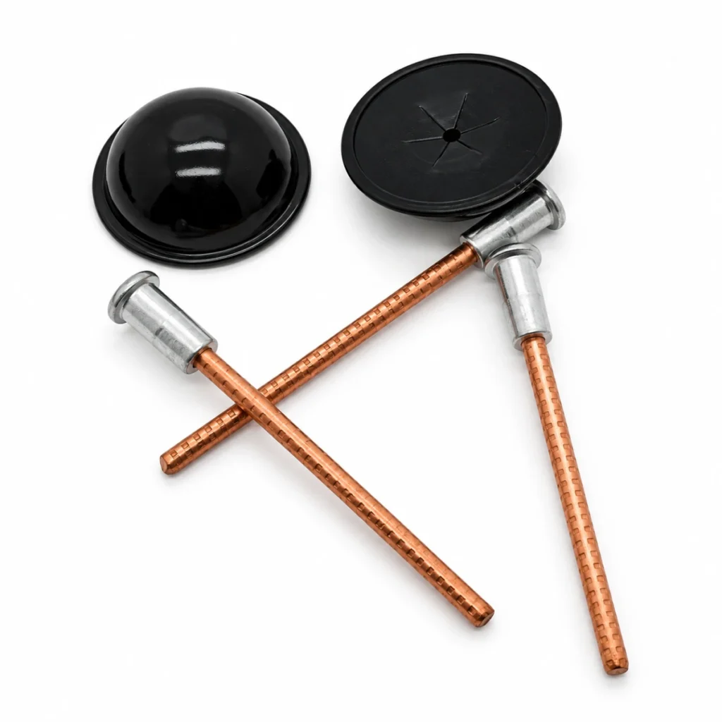 Dome Caps — Black caps with pins