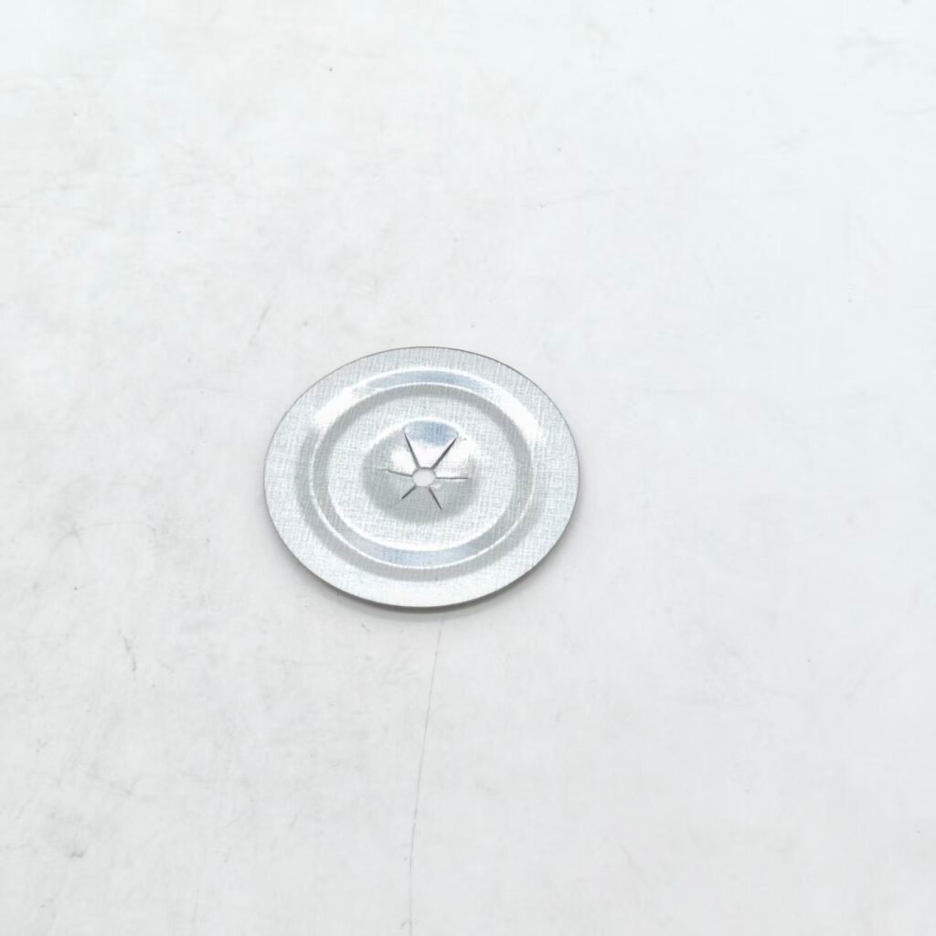 50 mm round galvanised self-locking washer with a star-shaped locking hole