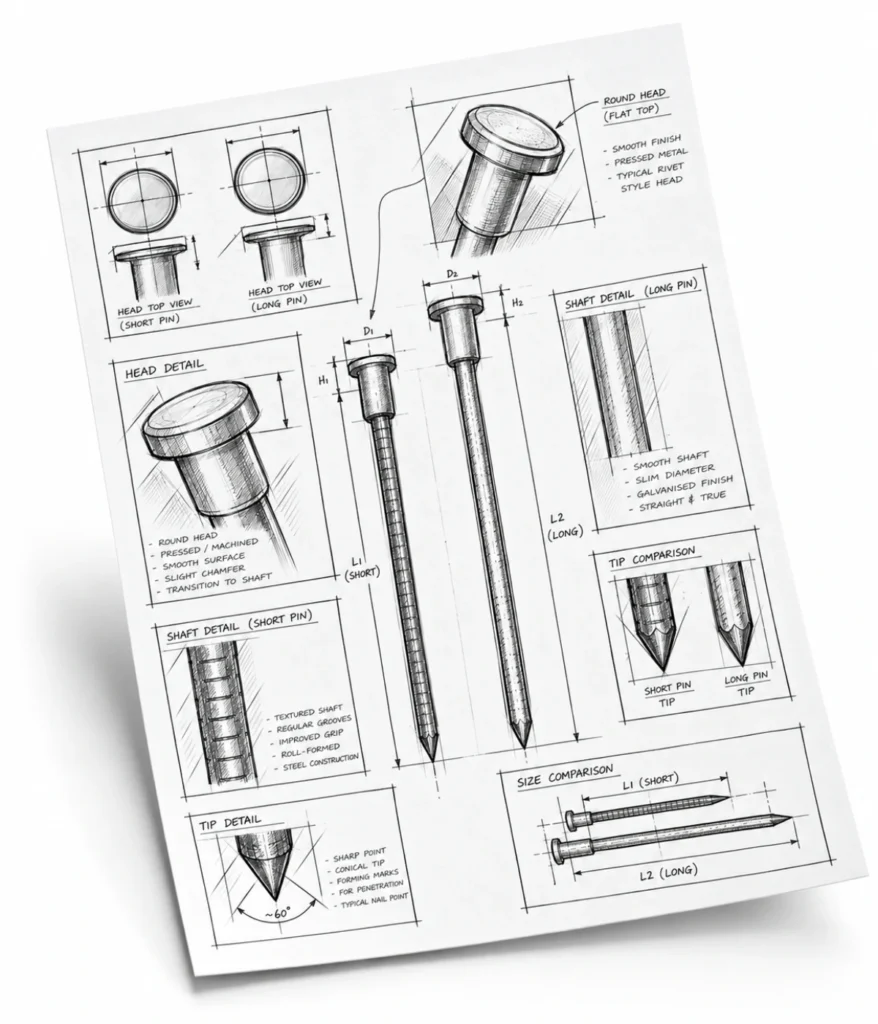 Dimensioned insulation pin drawing