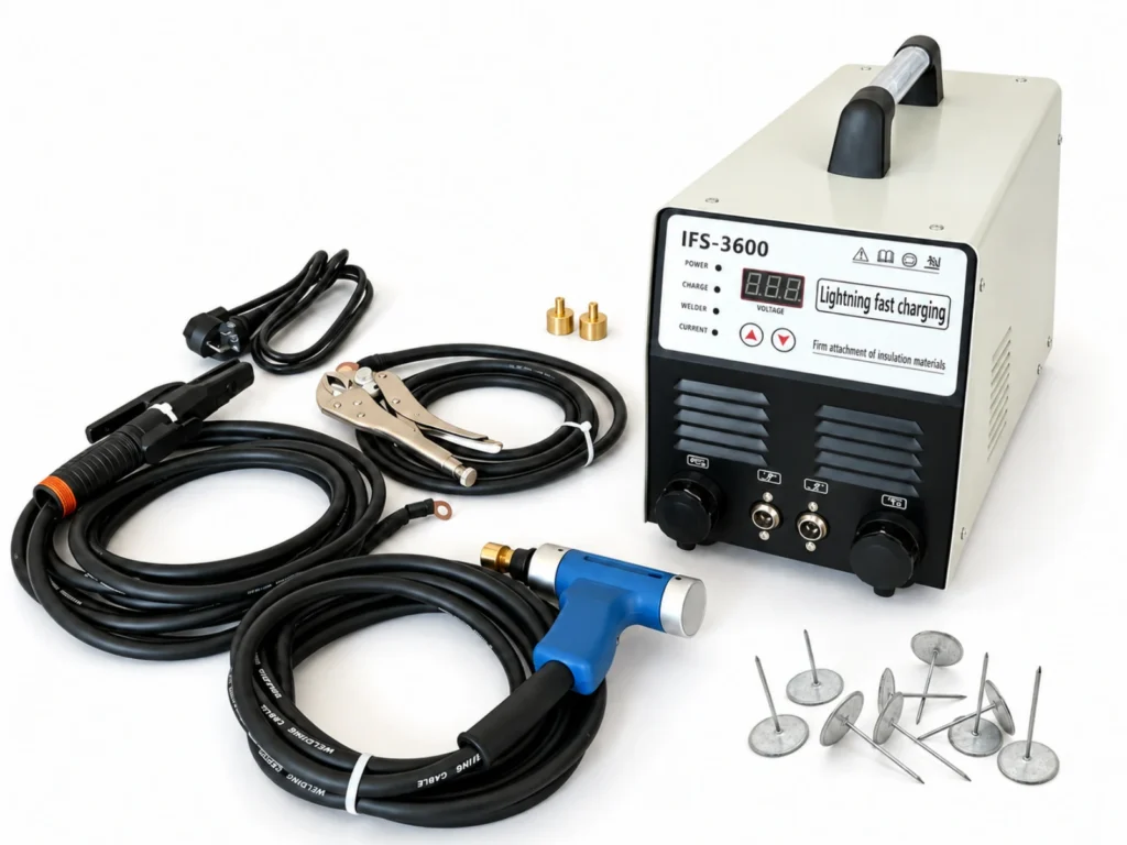 Welding gun, cable and matching insulation pins